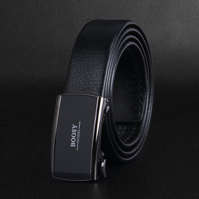 Curea pentru bărbați cu cataramă automată, din piele sintetică, cataramă din aliaj, stil simplu modern business-casual.