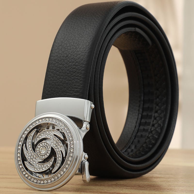 Curea pentru bărbați cu cataramă automată, din piele sintetică, cataramă din aliaj, stil simplu modern business-casual.