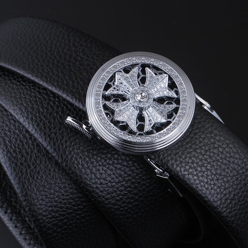 Curea pentru bărbați cu cataramă automată, din piele sintetică, cataramă din aliaj, stil simplu modern business-casual.