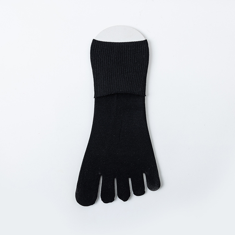 Čarape s pet prstiju od baršuna, unisex, jednobojne, upijaju znoj i prozračuju, srednje dužine, 70–80% najlon