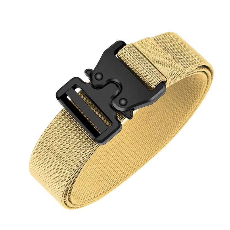 Curea de bărbați din pânză, cataramă din plastic, închidere cu catarama, lățime 2–4 cm, talie elastică.