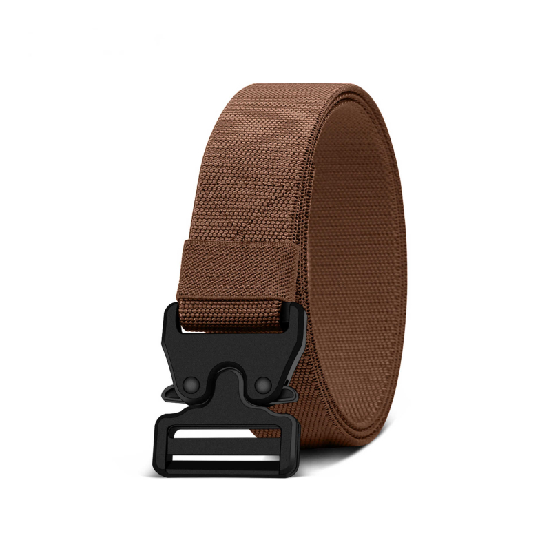 Curea de bărbați din pânză, cataramă din plastic, închidere cu catarama, lățime 2–4 cm, talie elastică.