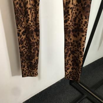 Legice s leopard uzorkom i logom, elastične, uske, 95% pamuk, 70–80% poliester, 3D efekt