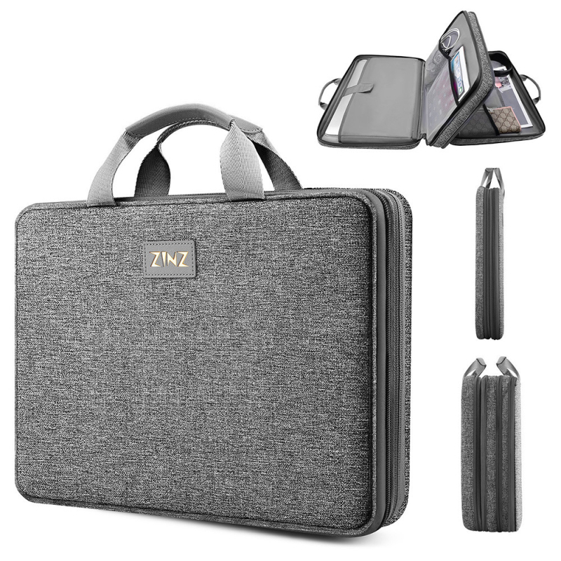 ZINZ Geantă laptop de afaceri din poliester, impermeabilă și rezistentă la șocuri, capacitate mare, unisex, stil Business Elite, culoare solidă