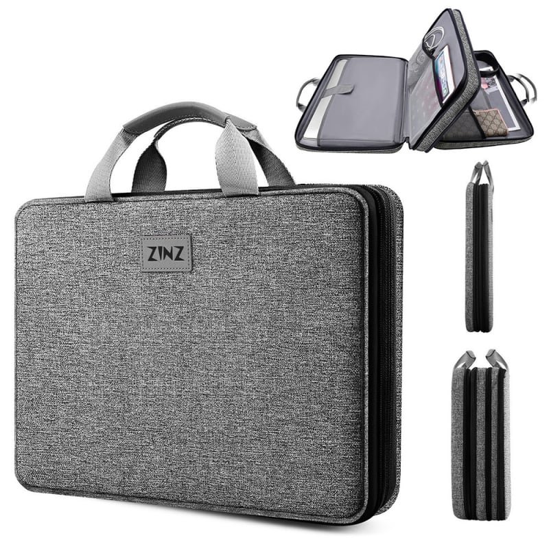 ZINZ Geantă laptop de afaceri din poliester, impermeabilă și rezistentă la șocuri, capacitate mare, unisex, stil Business Elite, culoare solidă