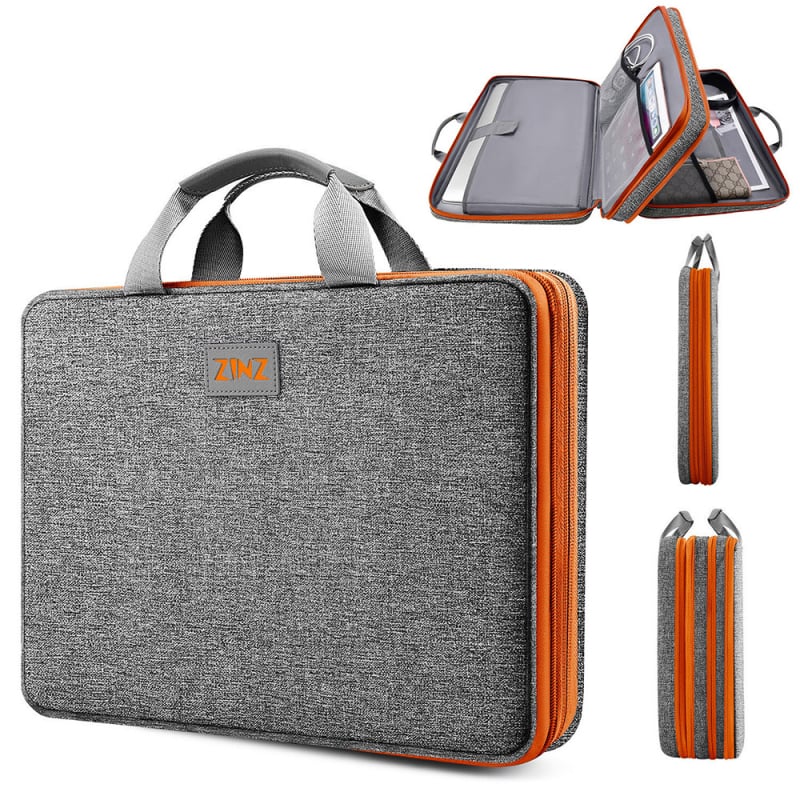 ZINZ Geantă laptop de afaceri din poliester, impermeabilă și rezistentă la șocuri, capacitate mare, unisex, stil Business Elite, culoare solidă