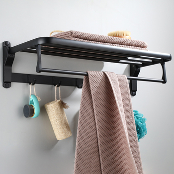 Raft de prosoape din aliaj de aluminiu, două etaje, pliabil, finis negru, capacitate de încărcare 10 kg