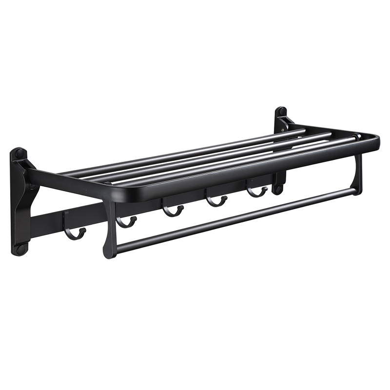 Raft de prosoape din aliaj de aluminiu, două etaje, pliabil, finis negru, capacitate de încărcare 10 kg