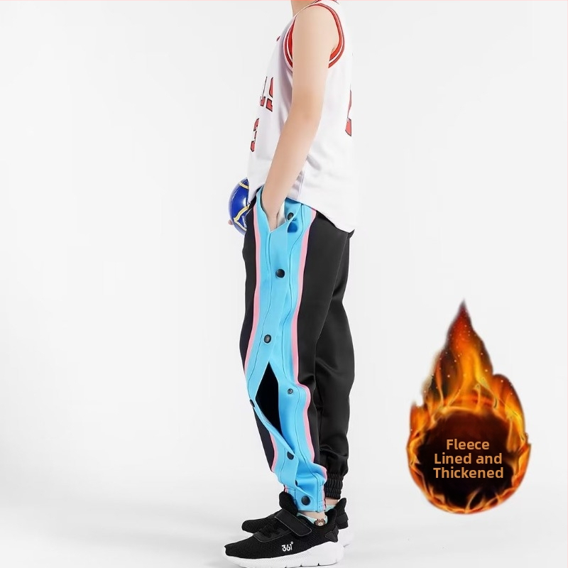 Παιδικά παντελόνια προπόνησης με τρεις ρίγες για αγόρια, ύφασμα από μίγμα βαμβακιού-πολυεστέρα, χωρίς επένδυση, φθινοπωρινό/χειμερινό, 8+ ετών