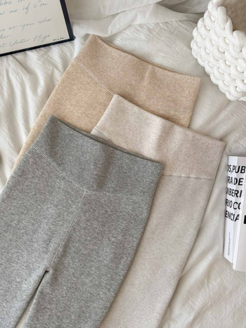 Női vastagított pamutkeverék leggings, 3/4 hosszú, magas rugalmasság, melegen tart