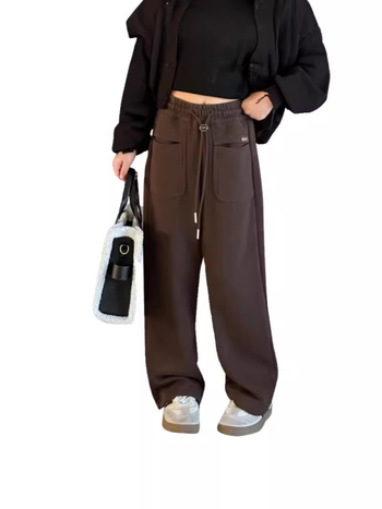 Dječje proljetne opuštene hlače – slobodnog, ravnog kroja s širokim nogavicama, 100% poliester, srednji pojas, elastični pojas, za djevojčice 8+ godina (visina iznad 140 cm)