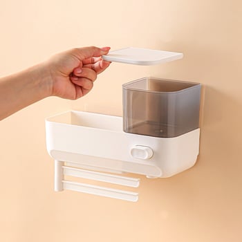 Dispenzer za dezinfekciju ruku s zidnim montažem bez bušenja, ABS materijal, težina 0,39 kg, moderan minimalistički stil, ručno pritiskanje