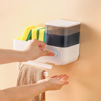 Dispenzer za dezinfekciju ruku s zidnim montažem bez bušenja, ABS materijal, težina 0,39 kg, moderan minimalistički stil, ručno pritiskanje