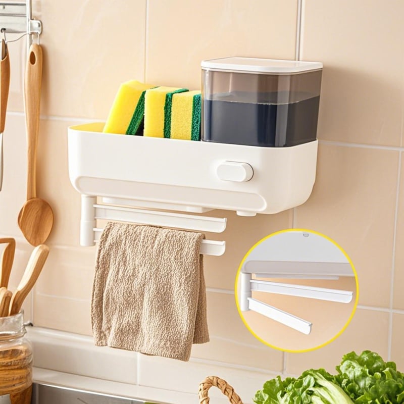 Dispenzer za dezinfekciju ruku s zidnim montažem bez bušenja, ABS materijal, težina 0,39 kg, moderan minimalistički stil, ručno pritiskanje
