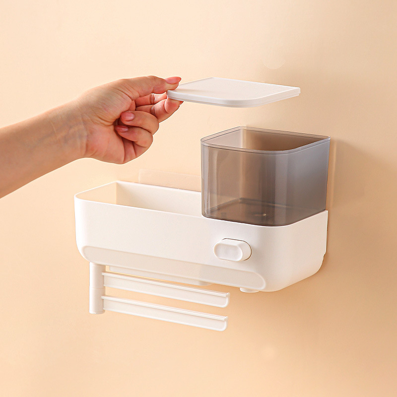Dispenzer za dezinfekciju ruku s zidnim montažem bez bušenja, ABS materijal, težina 0,39 kg, moderan minimalistički stil, ručno pritiskanje