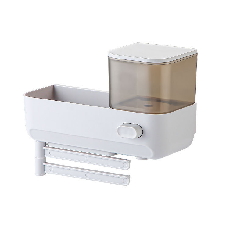 Dispenzer za dezinfekciju ruku s zidnim montažem bez bušenja, ABS materijal, težina 0,39 kg, moderan minimalistički stil, ručno pritiskanje