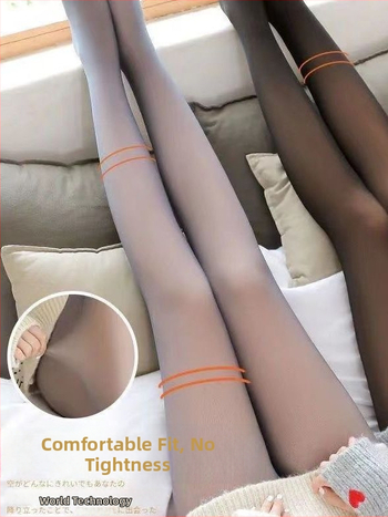 Colanți cu căptușeală groasă, efect piele, lungime cropped, călduroși