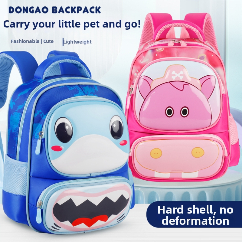 Detský školský batoh s motívom zvierat – Oxford látka, ramenné popruhy s vzduchovým výplňom, pre triedu 1.–2., kreslený štýl