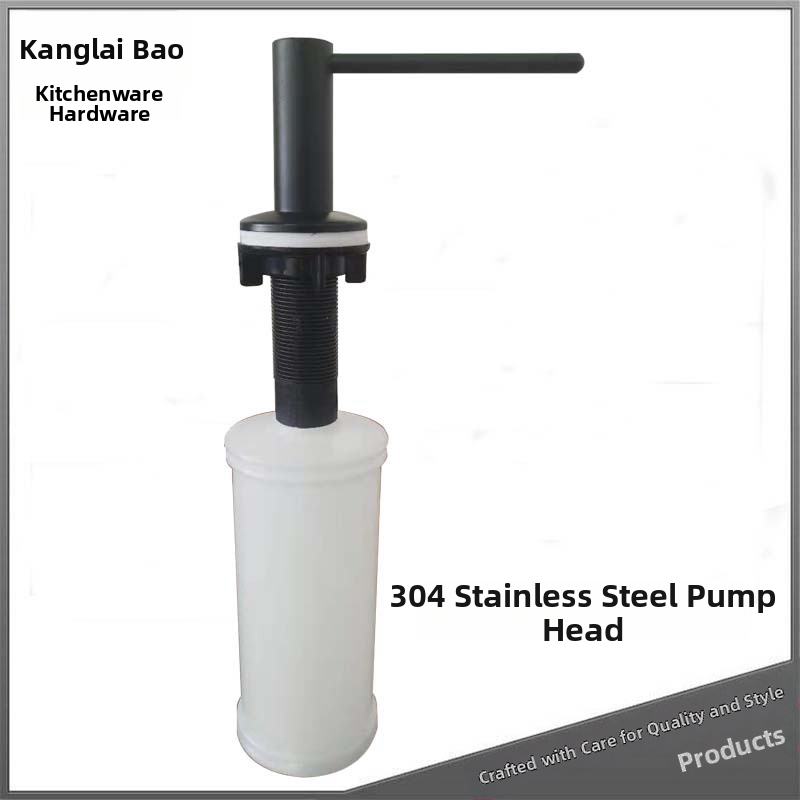 Dispenser de săpun pentru chiuvetă cu cap din oțel inoxidabil 304 și rezervor din plastic; Material: oțel inoxidabil 304 + plastic; Funcție: apăsare manuală; Stil: simplitate modernă; Finisaj: acoperire cu spray