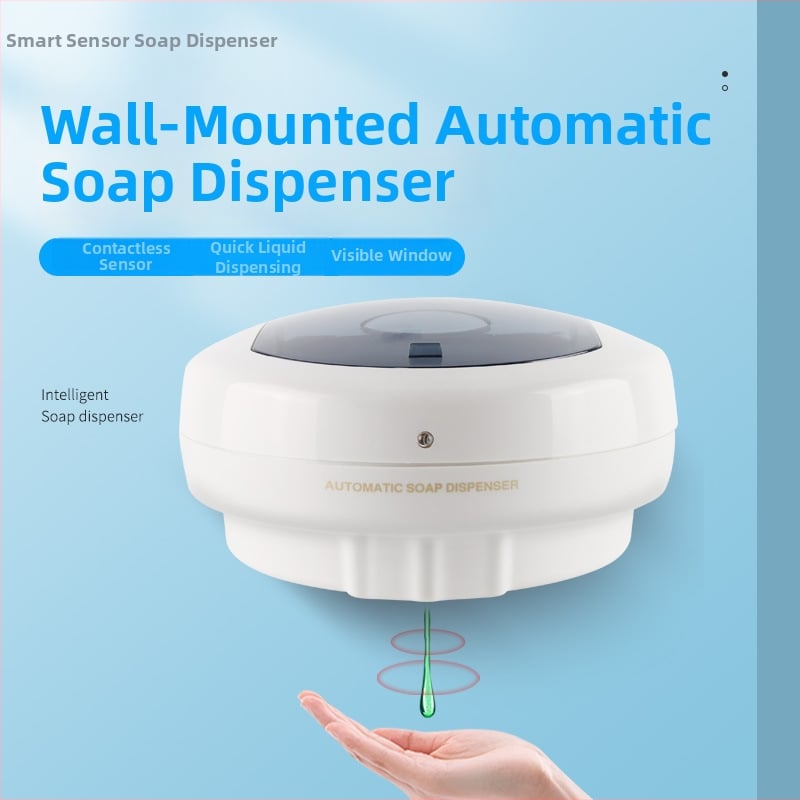 Dispenser inductiv de lichid pentru săpun și dezinfectant pentru mâini, montat pe perete, ABS plastic, 500 ml, dozare prin picurare