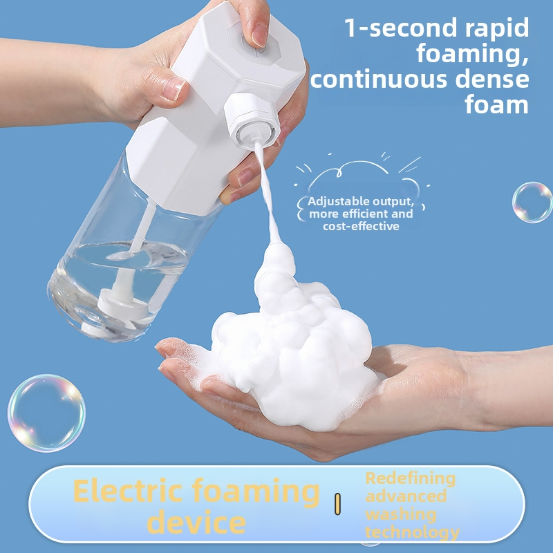 Spumator electric inteligent pentru șampon, săpun de mâini, gel de duș și demachiant pentru față, cu spumă densă și pistol de pulverizare