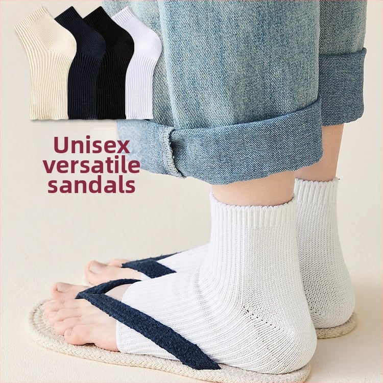 Șosete cu deget deschis, unisex, pentru vară, din bumbac 75%/elastan 25%, antibacteriale și absorbante, culoare solidă, construcție cu două ace