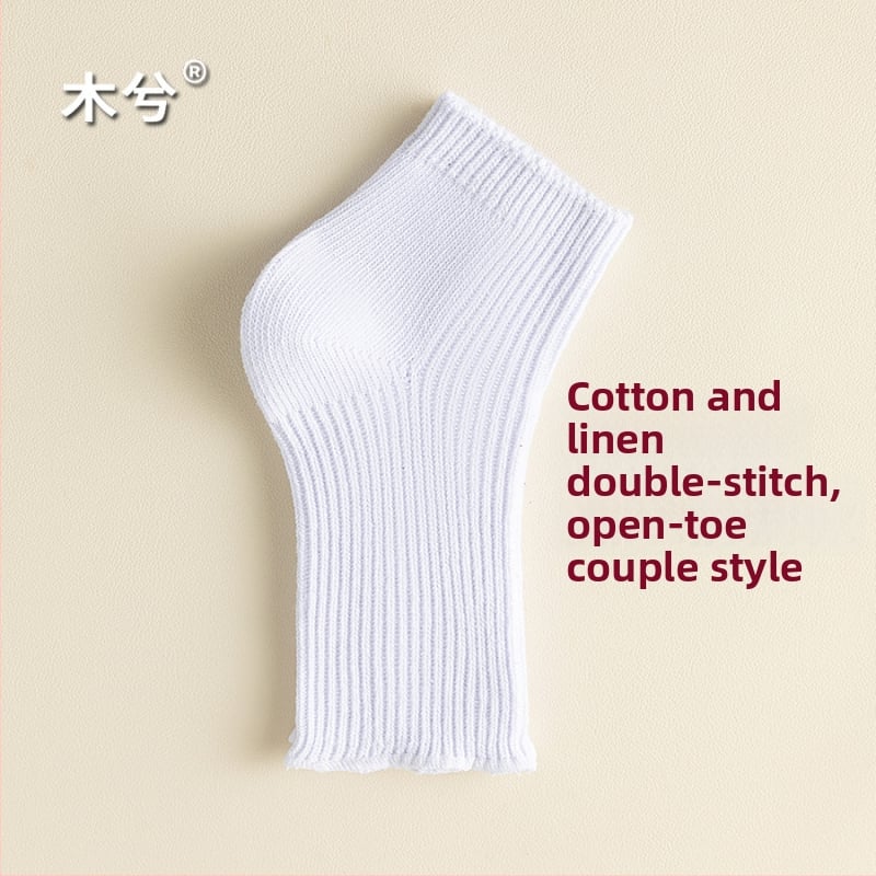 Șosete cu deget deschis, unisex, pentru vară, din bumbac 75%/elastan 25%, antibacteriale și absorbante, culoare solidă, construcție cu două ace