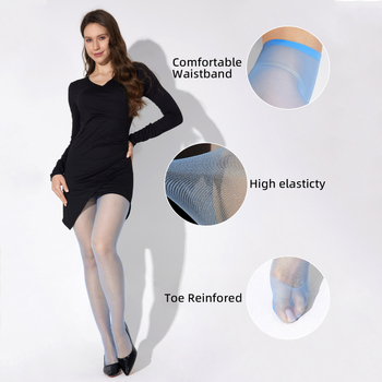 Κάλτσες με μαργαριταρένιο γυάλισμα, διάφανες, που σηκώνουν τους γλουτούς, 15D πολυεστέρας, Core-spun νήμα
