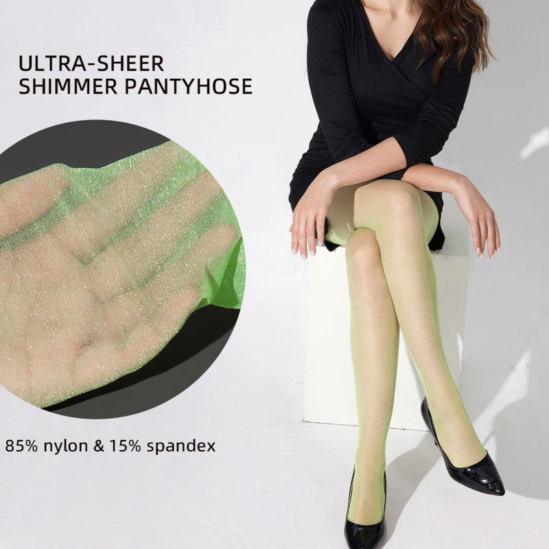 Κάλτσες με μαργαριταρένιο γυάλισμα, διάφανες, που σηκώνουν τους γλουτούς, 15D πολυεστέρας, Core-spun νήμα