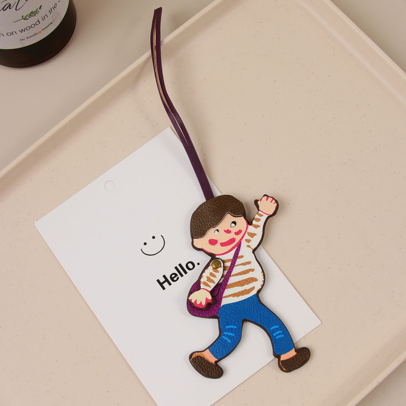 PU táska dísz és kulcstartó, 3D-s rajzfilm dizájn, félig kézműves, Ins stílus, rajzfilm motívum, téma: alma karakter és fekete macska