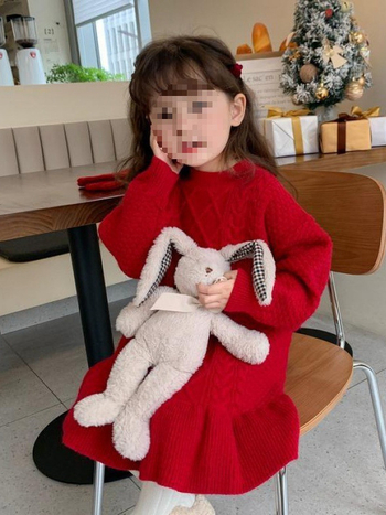 Djevojačka princeza haljina od pamuka, s volanom na suknji, za uzrast 3–8 godina, Zima 2024