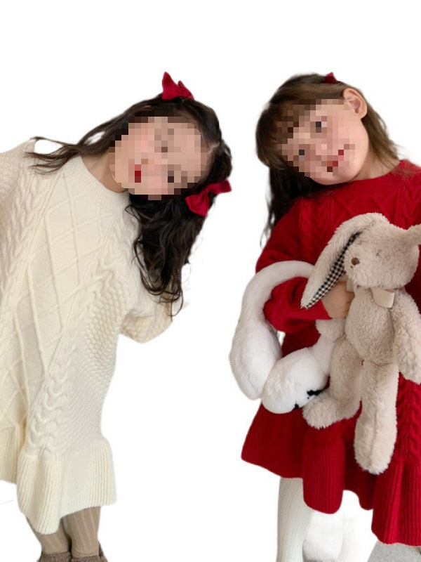 Djevojačka princeza haljina od pamuka, s volanom na suknji, za uzrast 3–8 godina, Zima 2024