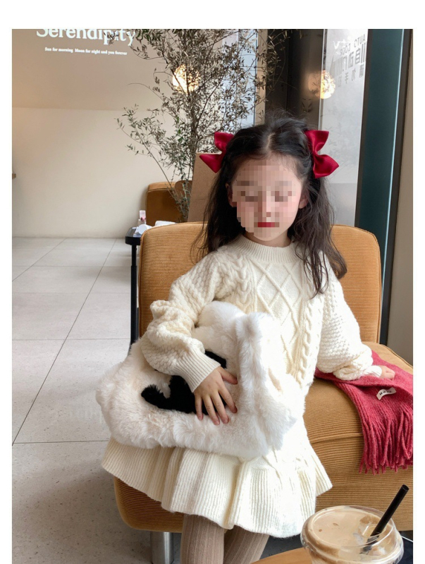 Djevojačka princeza haljina od pamuka, s volanom na suknji, za uzrast 3–8 godina, Zima 2024