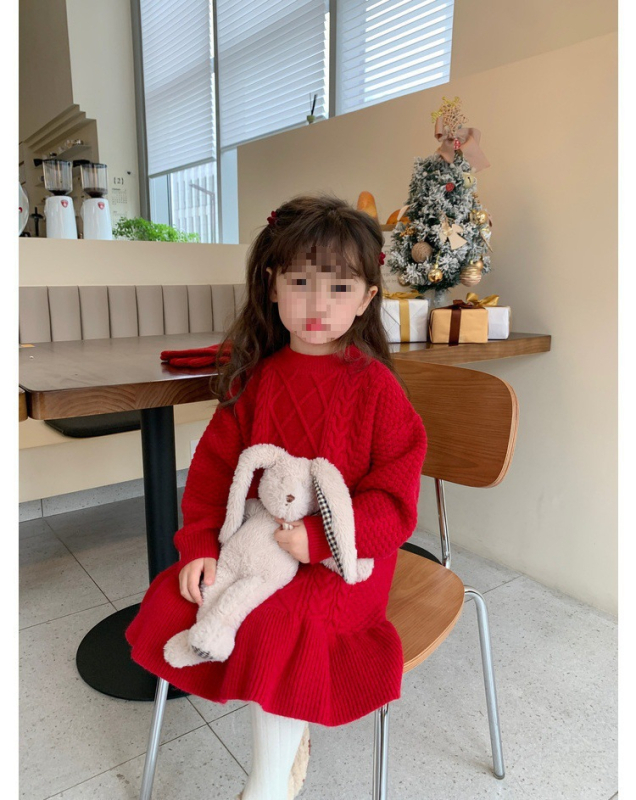 Djevojačka princeza haljina od pamuka, s volanom na suknji, za uzrast 3–8 godina, Zima 2024