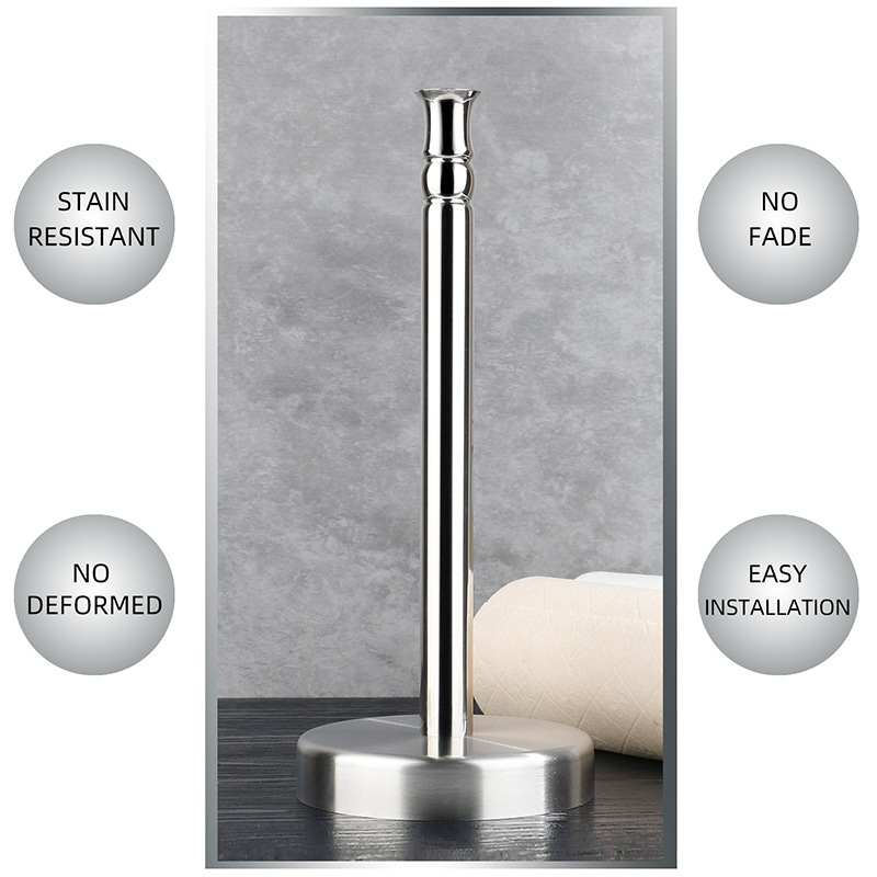 De mengsi Vertikalni držač papirnatih maramica, nehrđajući čelik, okrugli oblik, brušena površina, stolni