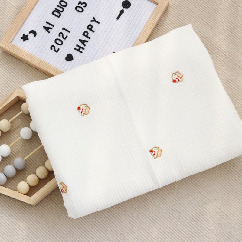 Бебешко одеяло от марля памук с бродерия, мултифункционално покривало за баня за новородено, 300–400 г