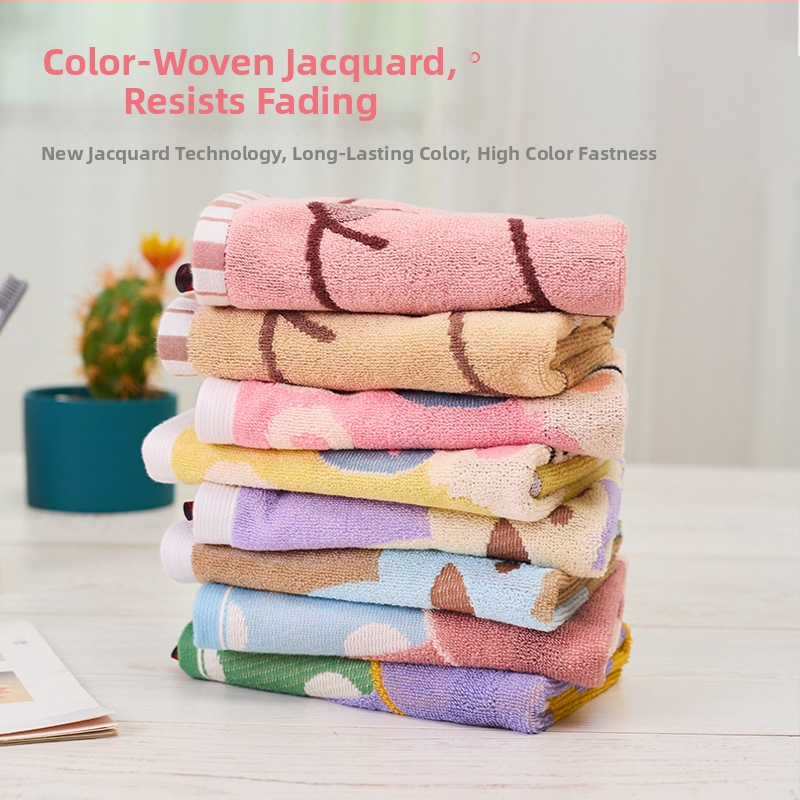 Detská štvorcová bavlnená uterka na tvár, rýchla absorpcia, 50 g, Jacquard tkanina