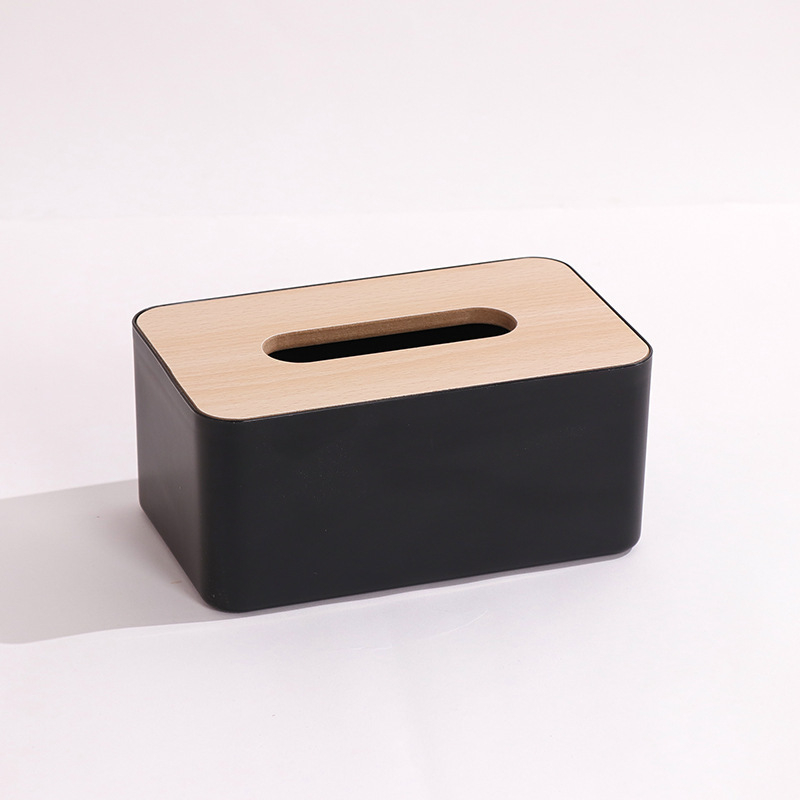Kutija za maramice na stolu, plastična, drvenim poklopcem, moderni minimalistički stil, vodootporna i višekorisna; pogodna za auto, dnevni boravak i kupaonu; paket od 50 komada