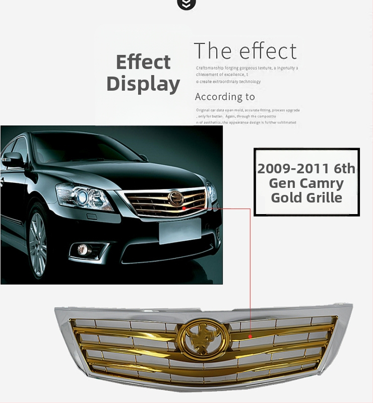 Chladičová mriežka pre Camry (06-11, 13-15) – Kovová konštrukcia, Upravená predná časť, Black Warrior Grille, Úplne čierna mriežka