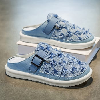 Azolla pantofi slip-on pentru bărbați, partea superioară din piele artificială, talpă din cauciuc, ușori, pentru vară