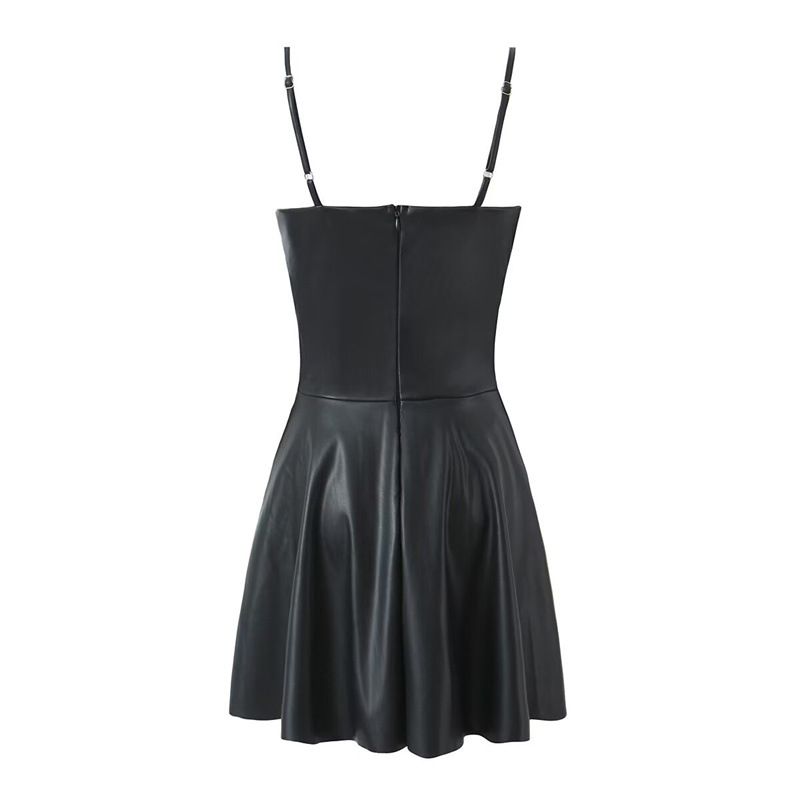 A-vonalú ruha pántokkal, ujjatlan, midi hossz, cipzár, poliészter