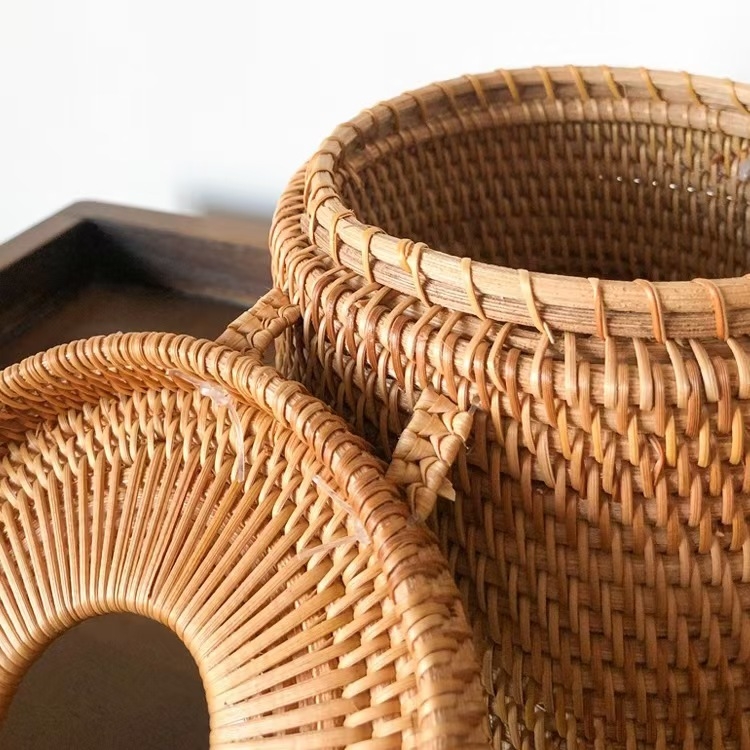 Кутия за хартиени кърпички от ратаново плетение, кръгла цилиндър форма, за хол