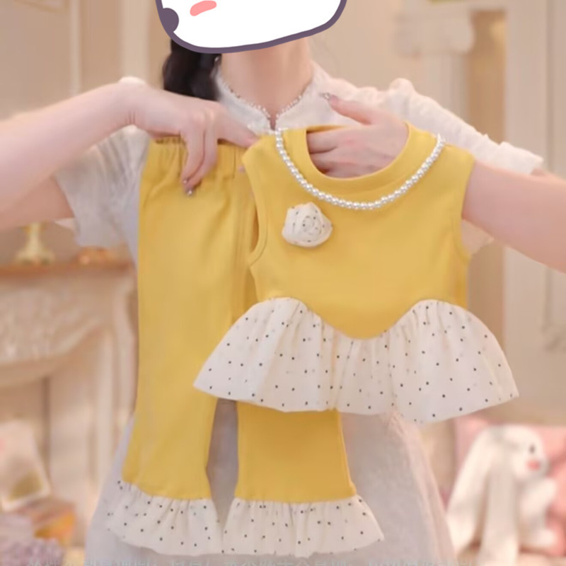 Lányok nyári két darabos készlet – koreai stílus, minta 7726870, fő anyag: nyúl szőrme, vékony