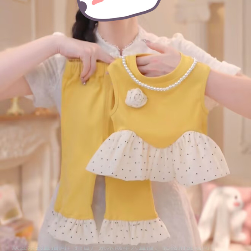 Lányok nyári két darabos készlet – koreai stílus, minta 7726870, fő anyag: nyúl szőrme, vékony