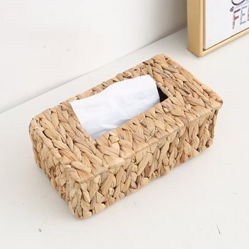 Szalmából készült, szőtt zsebkendő-tartó, modern minimalista stílus, felületre szerelhető, többfunkciós a nappaliba, hálószobába és fürdőbe