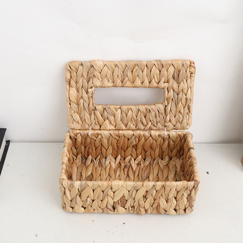 Szalmából készült, szőtt zsebkendő-tartó, modern minimalista stílus, felületre szerelhető, többfunkciós a nappaliba, hálószobába és fürdőbe