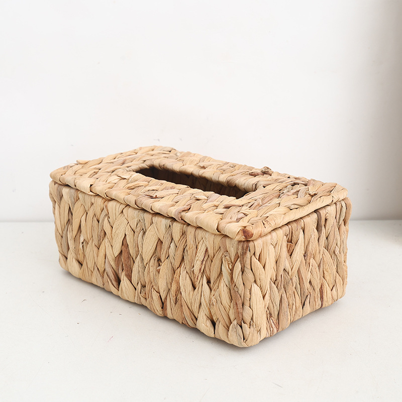 Szalmából készült, szőtt zsebkendő-tartó, modern minimalista stílus, felületre szerelhető, többfunkciós a nappaliba, hálószobába és fürdőbe