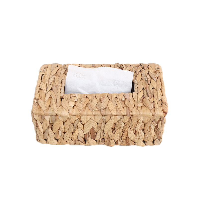 Szalmából készült, szőtt zsebkendő-tartó, modern minimalista stílus, felületre szerelhető, többfunkciós a nappaliba, hálószobába és fürdőbe