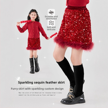 Lányoknak szóló sequin szoknya, hercegnő stílus, pamut, rajzfilm mintával, 3–8 éveseknek, téli 2025