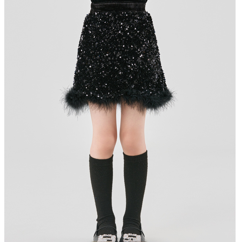 Lányoknak szóló sequin szoknya, hercegnő stílus, pamut, rajzfilm mintával, 3–8 éveseknek, téli 2025